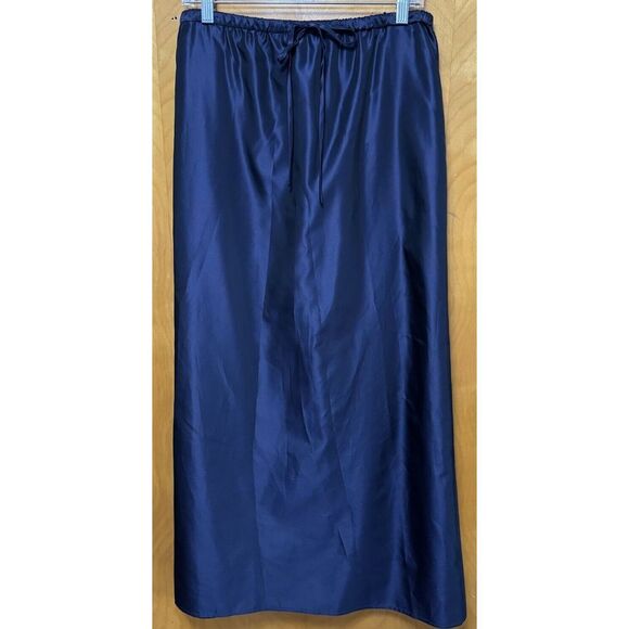 Anne Klein Womens Liquid Look Satin Feel Maxi Skirt Pockets Deep Violet Sz‎ 10 - Picture 1 of 16